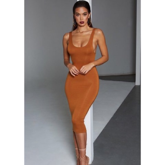 copper midi dress